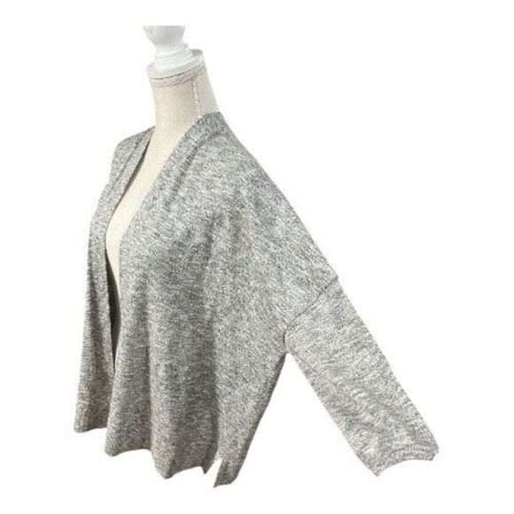 Loft Petites Women Grey Sparkle Cardigan Size M Petite Open Front 3/4-Sleeve - Picture 2 of 12